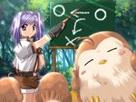  castle_fantasia castle_fantasia_3 cd_game chalkboard chibi dreamcast football game loli long_hair mascot owl purple_hair studio_ego yamamoto_kazue 