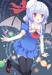  :o alternate_costume bad_id bad_pixiv_id bat_wings black_legwear blue_hair blush brooch candy derivative_work dress flower food hair_ornament hat highres jewelry liong lollipop magic_circle mini_hat red_eyes remilia_scarlet short_hair solo thighhighs touhou wings zettai_ryouiki 