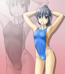  competition_swimsuit covered_nipples flat_chest long_hair one-piece_swimsuit original ponytail silver_eyes silver_hair swimsuit tk4 zoom_layer 