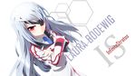  blue_hair blush boots eyepatch grune infinite_stratos laura_bodewig long_hair red_eyes uniform 