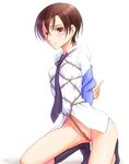  bdsm bondage bonnie_(rsg) bottomless bound brown_eyes brown_hair fujioka_haruhi necktie ouran_high_school_host_club rope school_uniform shibari shirt short_hair socks solo 