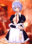  ayanami_rei find_similar gray_hair maid munechira neon_genesis_evangelion red_eyes undressing 