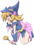  bare_shoulders black_magician_girl blonde boots choker dark_magician_girl detached_sleeves wand yugioh 