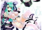  belt book breasts collar covered_nipples demon_tail elbow_gloves glasses gloves green_hair large_breasts magic miwa_yoshikazu original panties red_eyes ribbon see-through solo tail thighhighs underwear wings 