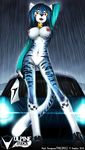  2010 bell big_breasts blue breasts car collar edit eyes feline female flag hair headlights looking_at_viewer nude pose socks solo tail tailsrulz tiger white yellow 