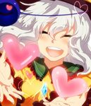  :d bad_id bad_pixiv_id blush closed_eyes crystal eyeball hat heart heart_of_string komeiji_koishi onyuuuu open_mouth short_hair silver_hair smile solo third_eye touhou wavy_hair 