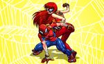  costume gloves marvel marvel_mangaverse mary_jane_watson mask open_mouth red_hair spider-man spider-woman super_hero super_heroine superheroine web 