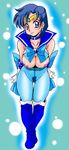  1girl aono6go artist_request bishoujo_senshi_sailor_moon blue_eyes blue_hair blush boots breasts character_request large_breasts mizuno_ami nipples pantyhose pubic_hair sailor_mercury short_hair smile solo takeshi_aono 