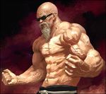 beard clenched_hands clenched_teeth denchi dragon_ball facial_hair male_focus muscle muten_roushi realistic shirtless solo sunglasses teeth veins 