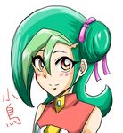  blush green_hair mizuki_kotori_(yuu-gi-ou_zexal) ribbon short_hair solo yuu-gi-ou yuu-gi-ou_zexal 