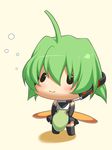  ahoge blush boots chibi fl-chan fl_studio full_body green_hair headset highres simple_background smile solo uruido 