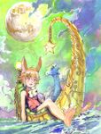  animal_ears boat clods dragon kemonomimi moon ocean sky star tagme usamimi water 