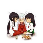  higurashi_kagome inuyasha inuyasha_(character) japanese_clothes kikyou kikyou_(inuyasha) lowres miko school_uniform serafuku 