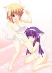  animal_ears arisa_bannings barefoot bath cat_ears lyrical_nanoha mahou_shoujo_lyrical_nanoha multiple_girls saki_chisuzu tsukimura_suzuka yuri 