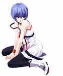  ayanami_rei bad_id bad_pixiv_id bare_shoulders black_legwear blue_hair boots full_body highres kuro_(1968) looking_back neon_genesis_evangelion open_mouth pantyhose red_eyes short_hair simple_background solo 