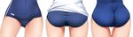  ass ass_focus buruma cameltoe close-up competition_school_swimsuit covered_navel eto from_behind gym_uniform highres multiple_girls navel old_school_swimsuit one-piece_swimsuit original school_swimsuit shiny shiny_skin simple_background swimsuit 