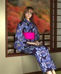  3d blue_eyes brown_hair dead_or_alive hitomi kimono tagme 