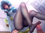  blue_eyes blue_hair censored feet footjob hajimete_doushi_2_~happy_bakappuru~ pantyhose toes 