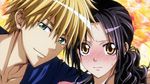  1girl ayuzawa_misaki black_hair blonde_hair blush brown_eyes close-up face green_eyes kaichou_wa_maid-sama! portrait usui_takumi 