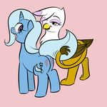  blush butt couple cutie_mark equine female feral friendship_is_magic gilda_(mlp) gryphon horn interspecies lesbian looking_back mammal my_little_pony raised_tail smile spanking trixie_(mlp) unicorn unknown_artist wings 