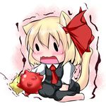  animal_ears ascot blonde_hair blush candy cat_ears cat_tail chibi fang food hoshizuki_(seigetsu) kemonomimi_mode konpeitou open_mouth purumia rumia sitting solo tail touhou trembling |_| 