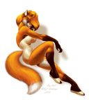  anthro bartrop big_red canine corset female fox fur hair mammal orange orange_fur orange_hair plain_background pose richard_bartrop slippers solo white white_background 