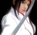  black_hair brown_eyes brown_hair citrus_paradisi cosplay miko queen&#039;s_blade realistic sword tomoe weapon 