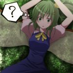  ? bad_id bad_pixiv_id blush daiyousei dress fairy fairy_wings green_eyes green_hair highres open_mouth s-syogo short_hair side_ponytail solo touhou wings 