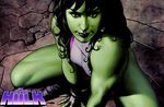  black_hair black_lips costume green_eyes green_skin marvel she_hulk shehulk super_heroine superheroine 