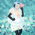  angel_(fairy_tail) breasts cleavage fairy_tail feathers gloves hairband key keys legwear stockings thighhighs white_hair 