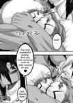  big_breasts blush breasts comic day_with_dna dragon female greyscale hair huge_breasts licking macro male monochrome muscles ryuakira tail tongue 