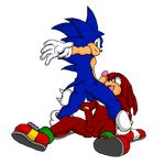  anthro balls blue_hair butt echidna gay green_eyes hair hedgehog knuckles_the_echidna looking_back male mammal penis purple_eyes sega sonic_(series) sonic_the_hedgehog verius 