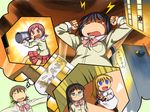  aioi_yuuko bazooka controller dreaming famicom game_console game_controller gamepad giantess glasses hair_cubes hair_ornament minakami_mai multiple_girls naganohara_mio nichijou okan professor_shinonome sakamoto_(nichijou) shinonome_nano sleeping tachibana_misato weapon 