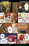  animal_ears apron breasts brown_hair cat_ears catgirl cleavage clothed clothing comic dialog dialogue fel_(character) feline female flirting hair human hybrid innuendo interspecies kenno_arkkan male mammal my_life_with_fel naked_apron red_hair straight stripes text tiger webcomic white_tiger zennoarkkan 