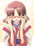  animal_ears blush dog_ears eruruw glasses layered_sleeves solo utawareru_mono yakepu 