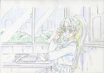  glasses open_mouth ponytail school_uniform serafuku sey solo taneshima_popura working!! 