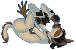  breasts canine claws dog eyes_closed female flat_chest hindpaw legs_up leverpuller licking lying mammal nude on_back paws plain_background small_breasts solo tongue white_background 