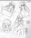  5_nenme_no_houkago bath izumi_konata kantoku kobayakawa_yutaka lucky_star monochrome nude sketch 