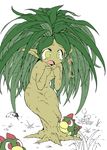  dryad dryad_(seiken_densetsu) green_eyes open_mouth partially_colored plant_girl plant_hair seiken_densetsu solo tears yudepii 