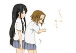  akiyama_mio black_eyes black_hair brown_eyes brown_hair hairband k-on! long_hair multiple_girls school_uniform short_hair skirt suan_ringo tainaka_ritsu translated 