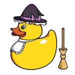  animal apron azuma_syoujuan bow broom duck hat kirisame_marisa rubber_duck touhou witch_hat 