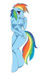  anthrofied blue_body blush breasts equine female friendship_is_magic hair horse looking_at_viewer mammal multi-colored_hair my_little_pony plain_background pony purple_eyes rainbow_dash_(mlp) rainbow_hair smile solo sssonic2 standing white_background wide_hips 
