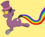  &quot;the_warden&quot; blue_nudi_branch bow_tie crossover equine eyewear glasses gloves hair hat horn horse long_hair male mammal my_little_pony pony rainbow short_hair solo super_jail superjail! the_warden top_hat unicorn 