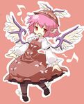  chibi expressionless highres music musical_note mystia_lorelei pink_hair short_hair simple_background singing slit_pupils solo touhou ut_pictura_poesis wings 