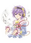  abo_(hechouchou) hairband komeiji_satori musical_note purple_eyes purple_hair shirt short_hair smile solo third_eye touhou 