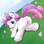  &hearts; cub equine female feral friendship_is_magic fur green_eyes hair horn horse mammal maverick my_little_pony pink_hair purple_hair pussy solo sweetie_belle_(mlp) two_tone_hair unicorn white_fur young 