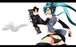  green_hair hatsune_miku high_res knee_socks tagme twin_tails vocaloid wallpaper 