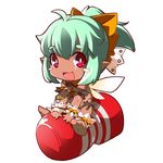  aqua_hair artificial_vagina bow chibi dark_skin fairy fairy_wings hair_bow hair_ribbon open_mouth pointed_ears ponytail red_eyes ribbon smile tenga wings 