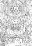  bad_id bad_pixiv_id bed clock greyscale highres lineart mita_mitauzo monochrome original roman_numerals solo 