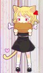  :3 animal_ears bad_id bad_pixiv_id blonde_hair blue_hair blush boned_meat cat_ears cat_tail chamaruku chibi child claws eating face fang food hair_ribbon kemonomimi_mode mary_janes meat red_eyes ribbon rumia shoes short_hair skirt smile solo standing tail touhou 